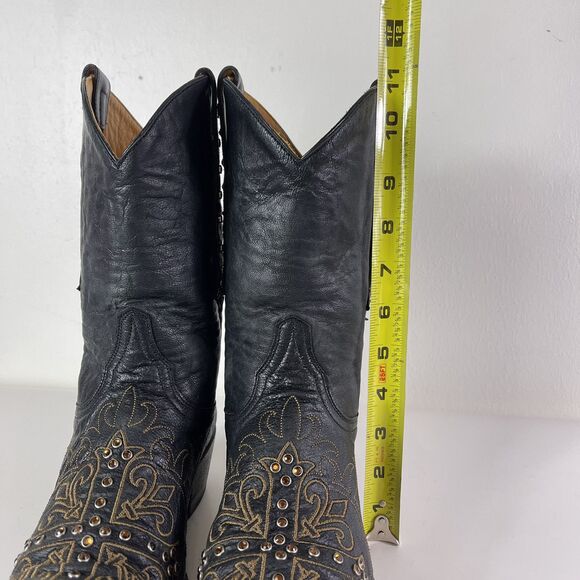 Old Gringo Black Heeled Boots with Gold Embroidery - Picture 9 of 11